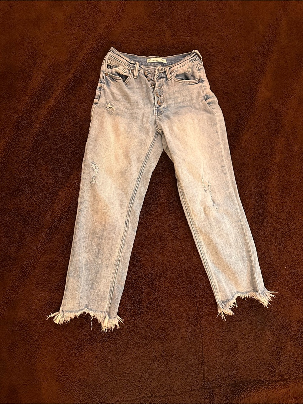 Kancan Distressed Cropped Jeans Size 25 Raw Hem High Rise
